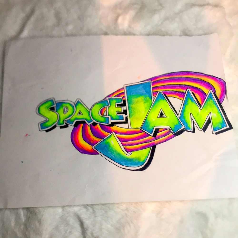 Hand drawn space jam logo